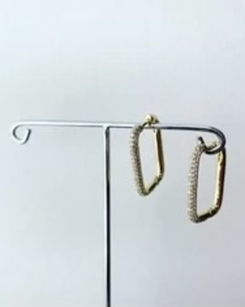 Must Have Must Have Brass Earrings | Pave Rectangular Hoop