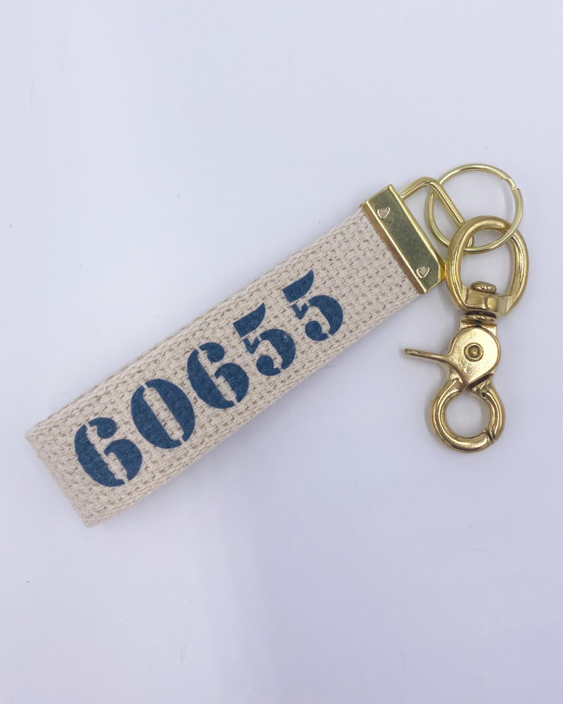 Rustic Marlin Marshes Fields & Hills Zip Code Canvas Keychain | 60655