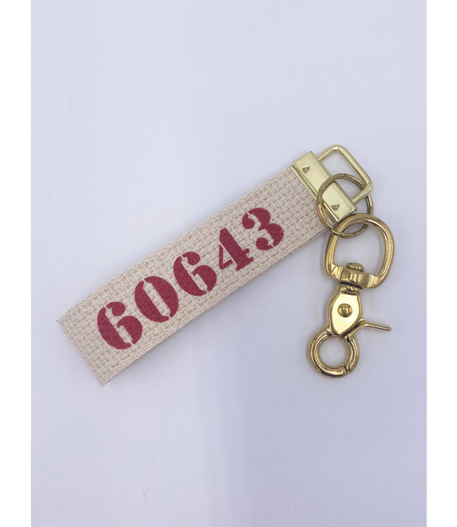 Rustic Marlin Zip Code Canvas Keychain | 60643