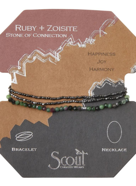 Scout Curated Wears Ruby Zoisite/Hematite Delicate Stone Wrap Bracelet/Necklace
