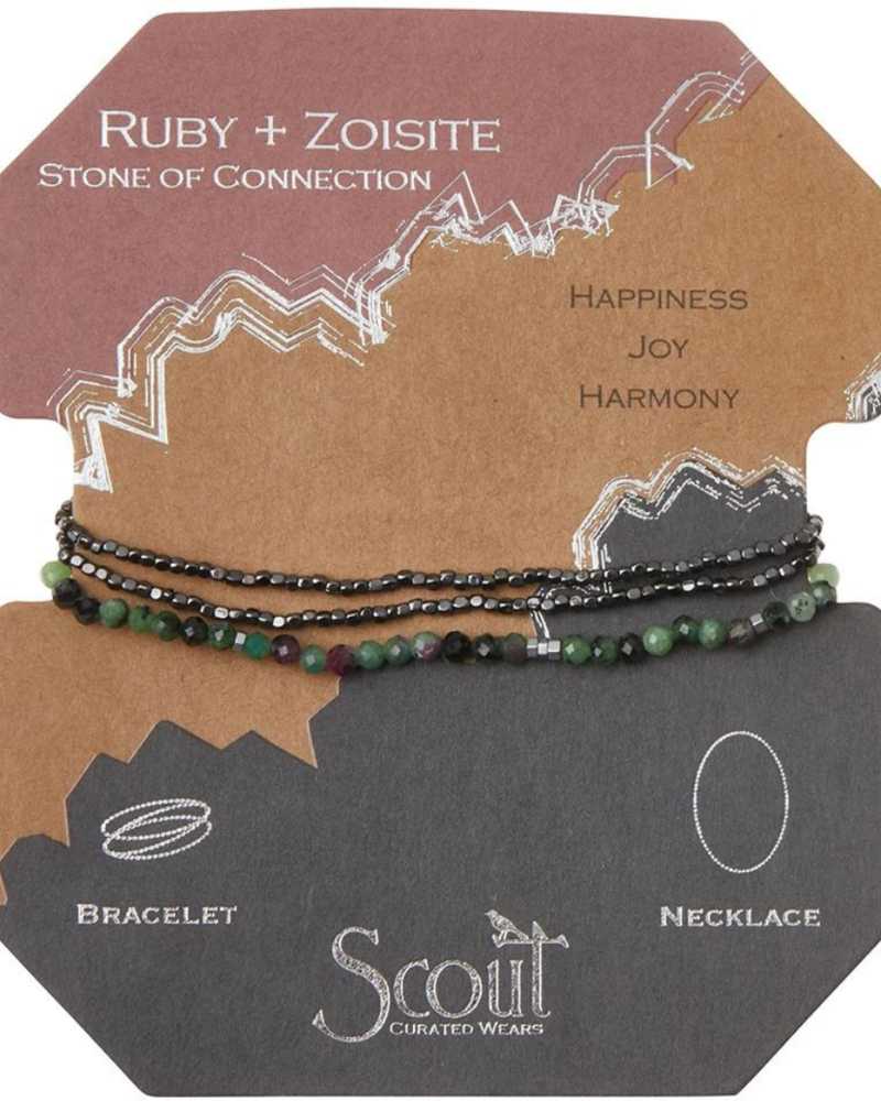 Scout Curated Wears Scout Ruby Zoisite/Hematite Delicate Stone Wrap Bracelet/Necklace