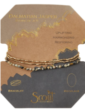 Scout Curated Wears Dalmatian Jasper/Gold Delicate Stone Wrap Bracelet/Necklace