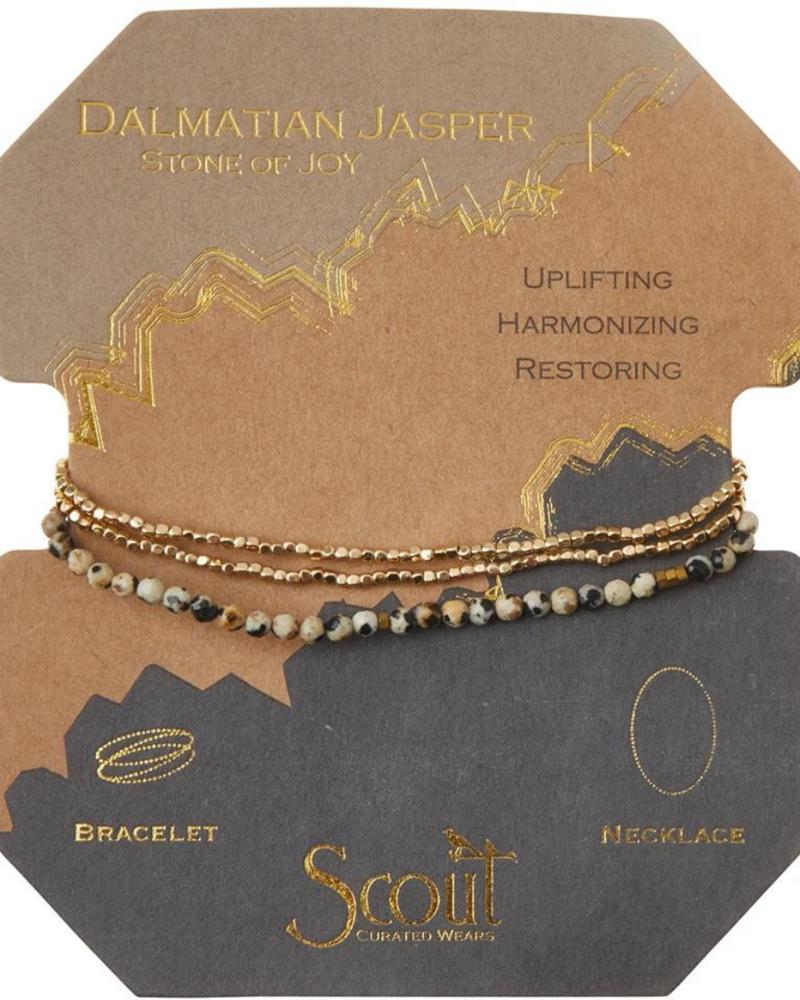 Scout Curated Wears Scout Dalmatian Jasper/Gold Delicate Stone Wrap Bracelet/Necklace