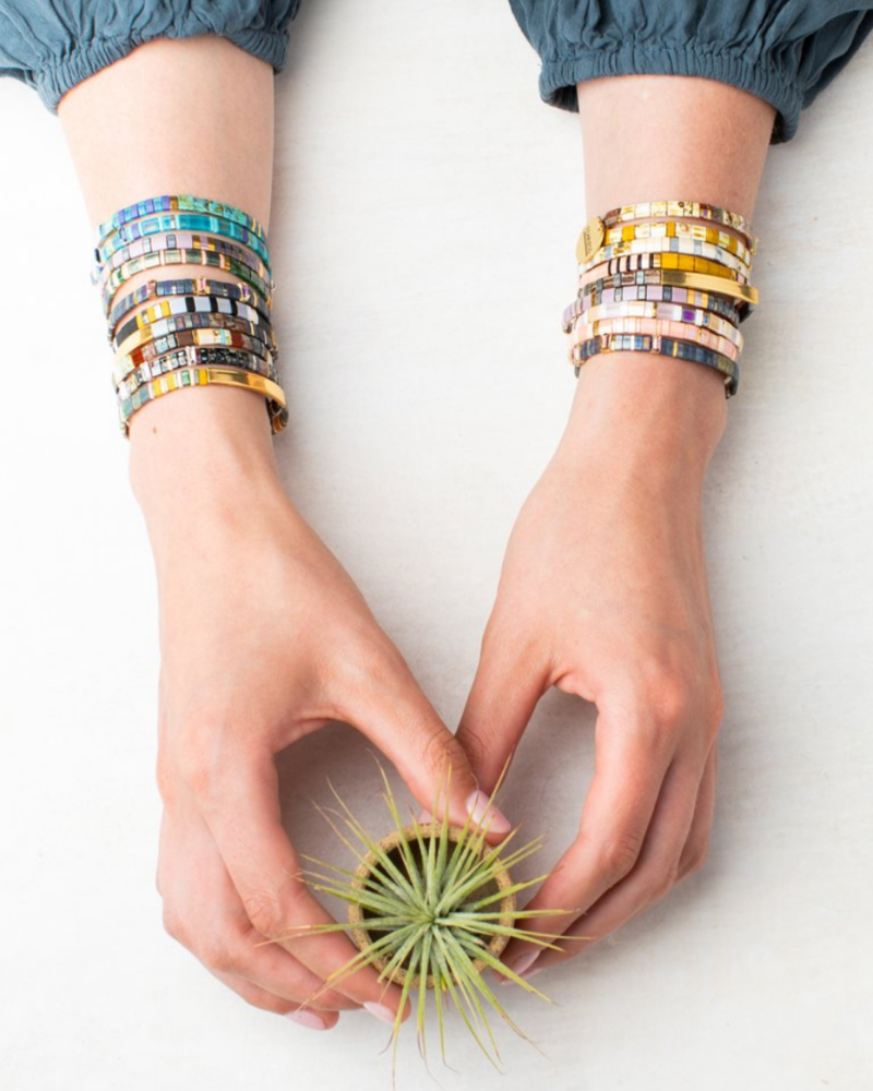 Scout Curated Wears Scout Good Karma Good As Gold Forest/Blush/Gold Miyuki Bracelet