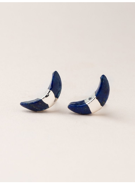Scout Curated Wears Lapis/Silver Crescent Moon Stud