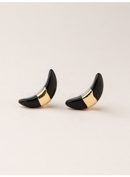 Scout Curated Wears Black Spinel/Gold Crescent Moon Stud