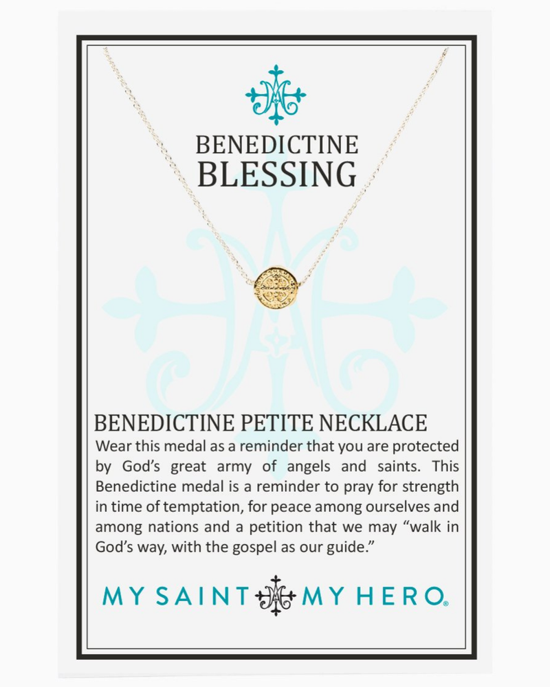 My Saint My Hero My Saint My Hero Benedictine Blessing  Petite Necklace