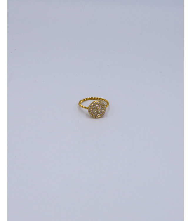 ‘Flawless’ Gold Pave Disc Ring
