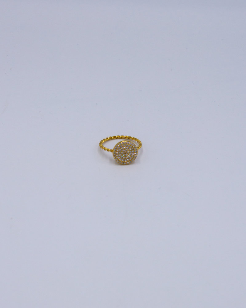 Belle Up ‘Flawless’ Gold Pave Disc Ring