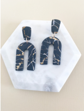 Ash + Clay Black Marble ‘Ezrah’ Mini Arches Earrings
