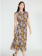 BB Dakota Black 'Orange Blossom' Chiffon Dress