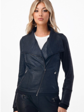 Dance & Marvel Black 'Jillian' Coated Moto Jacket