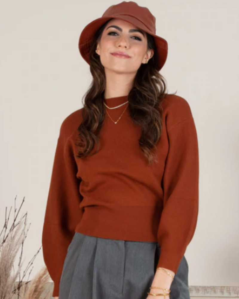 Lucca Couture Lucca Brick 'Miranda’ Bubble Sleeve Sweater