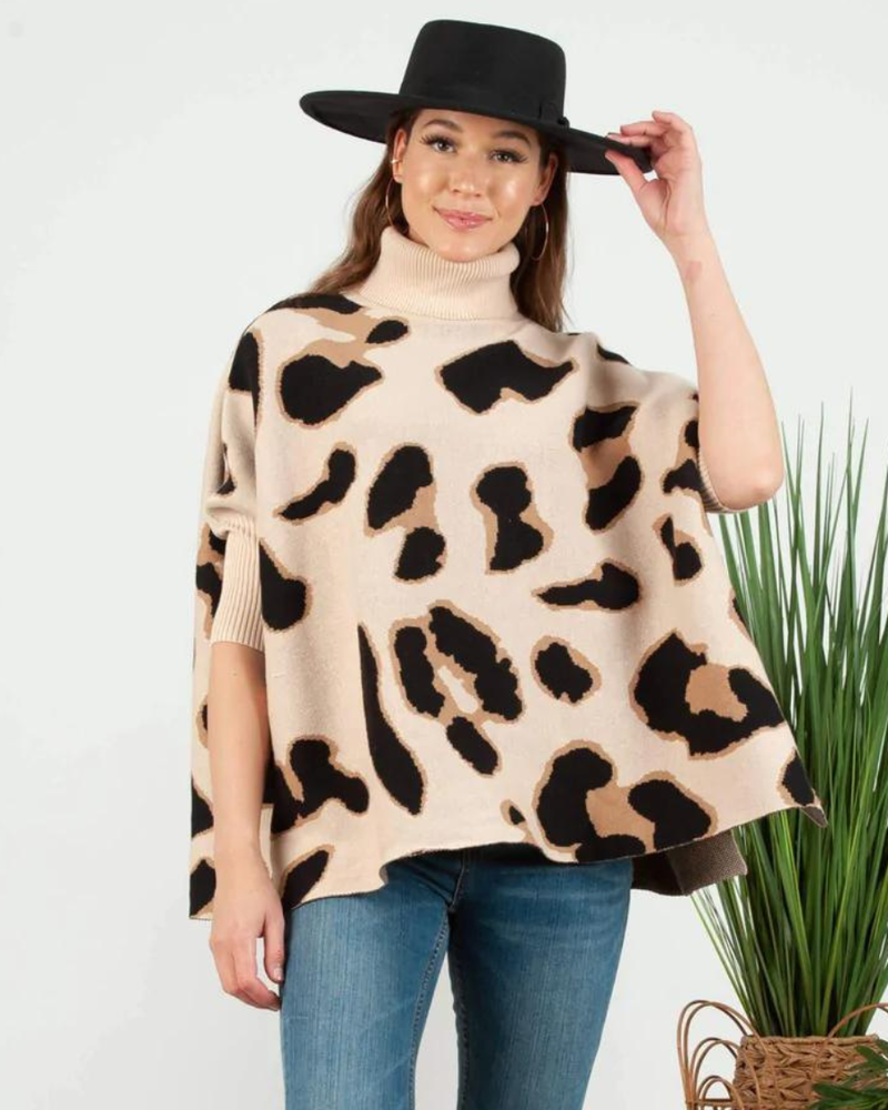 Lucca Couture Lucca 'Banks' Leopard Turtleneck Sweater