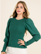 THML ‘Green With Envy’ Textured Smocked Top **FINAL SALE**