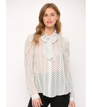 Fate by LFD ‘Hello, Dotty’ Lurex Tie Neck Blouse