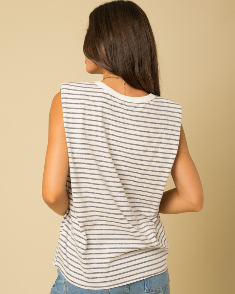 Gilli Gilli White/Navy Stripe 'Shoulders Out' Top