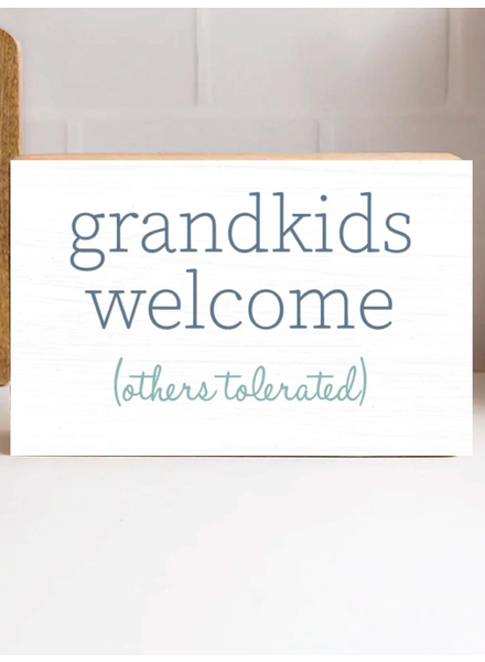 Rustic Marlin Decorative Wooden Block | Grandkids Welcome