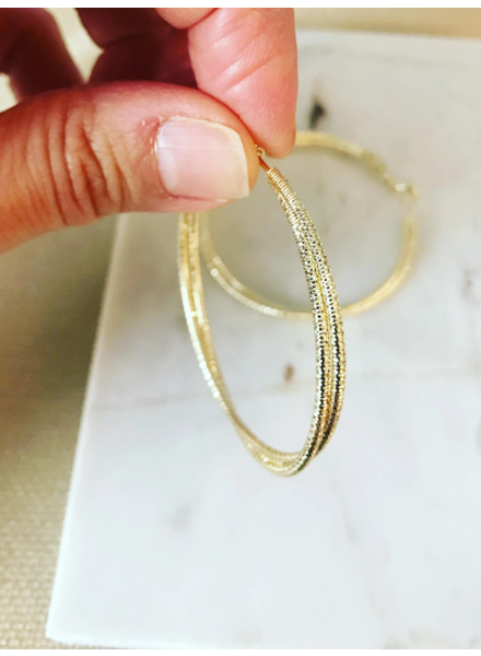 Must Have Double Row Diamond Cut Hoops - 2" (More Colors)
