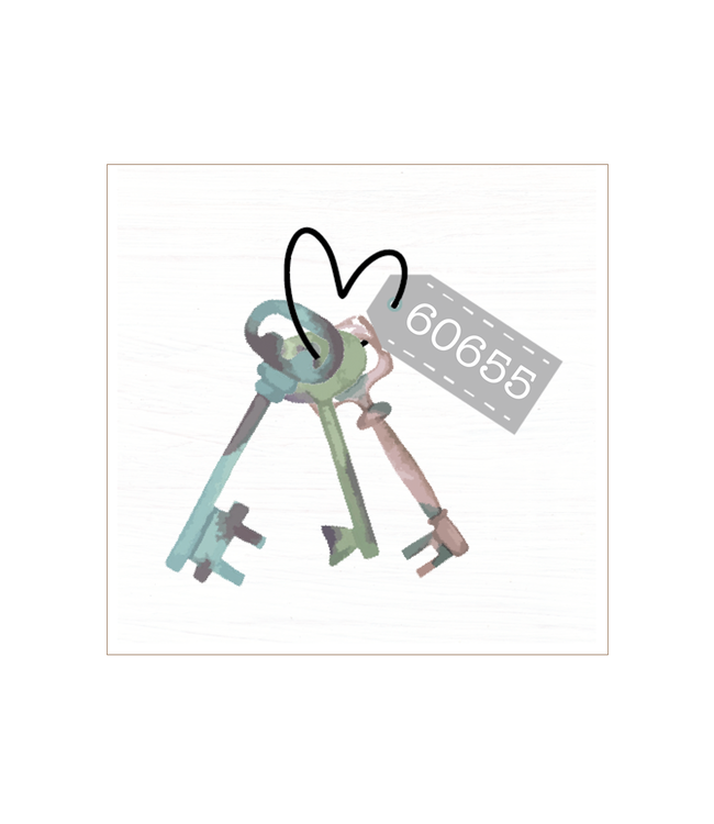 Rustic Marlin Zip Code Key Square Block | 60655