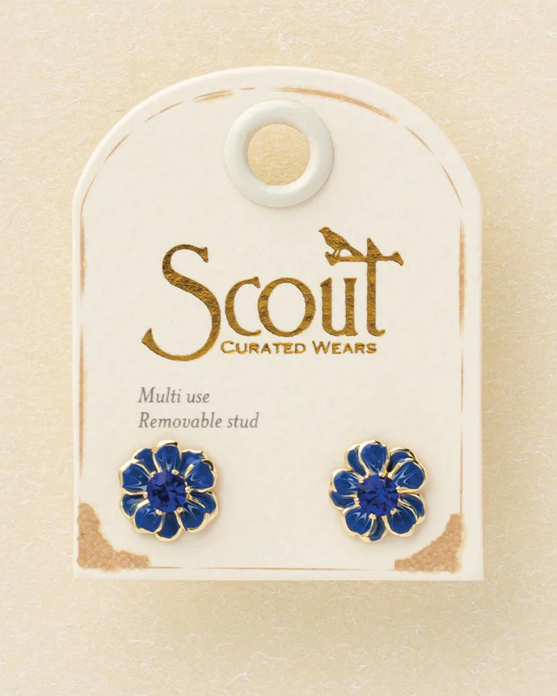 Scout Curated Wears Scout Sparkle & Shine Sm Enamel Flower Earring - Sapphire/Gold
