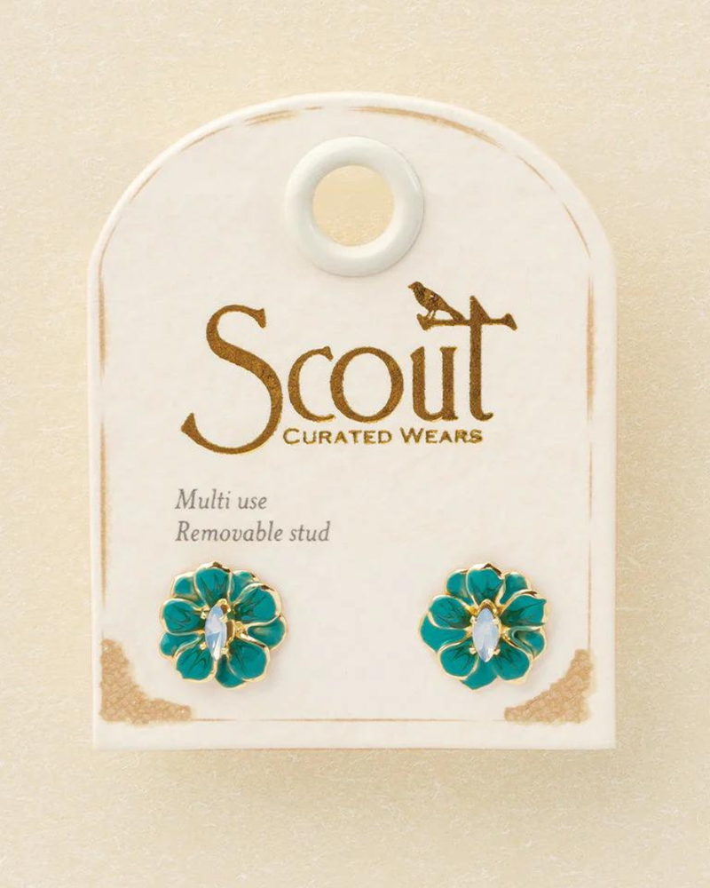 Scout Curated Wears Scout Sparkle & Shine Sm Enamel Flower Earring - Turquoise/Gold