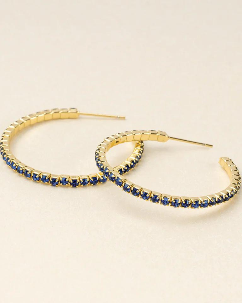Scout Curated Wears Scout Sparkle & Shine Sm Rhinestone Hoop Earring - Montana Blue/Gold