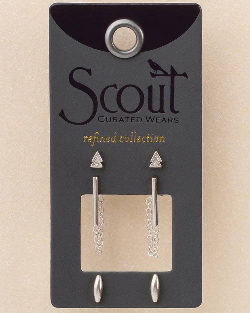 Scout Curated Wears Scout Refined Stud Trio - Mars/Silver