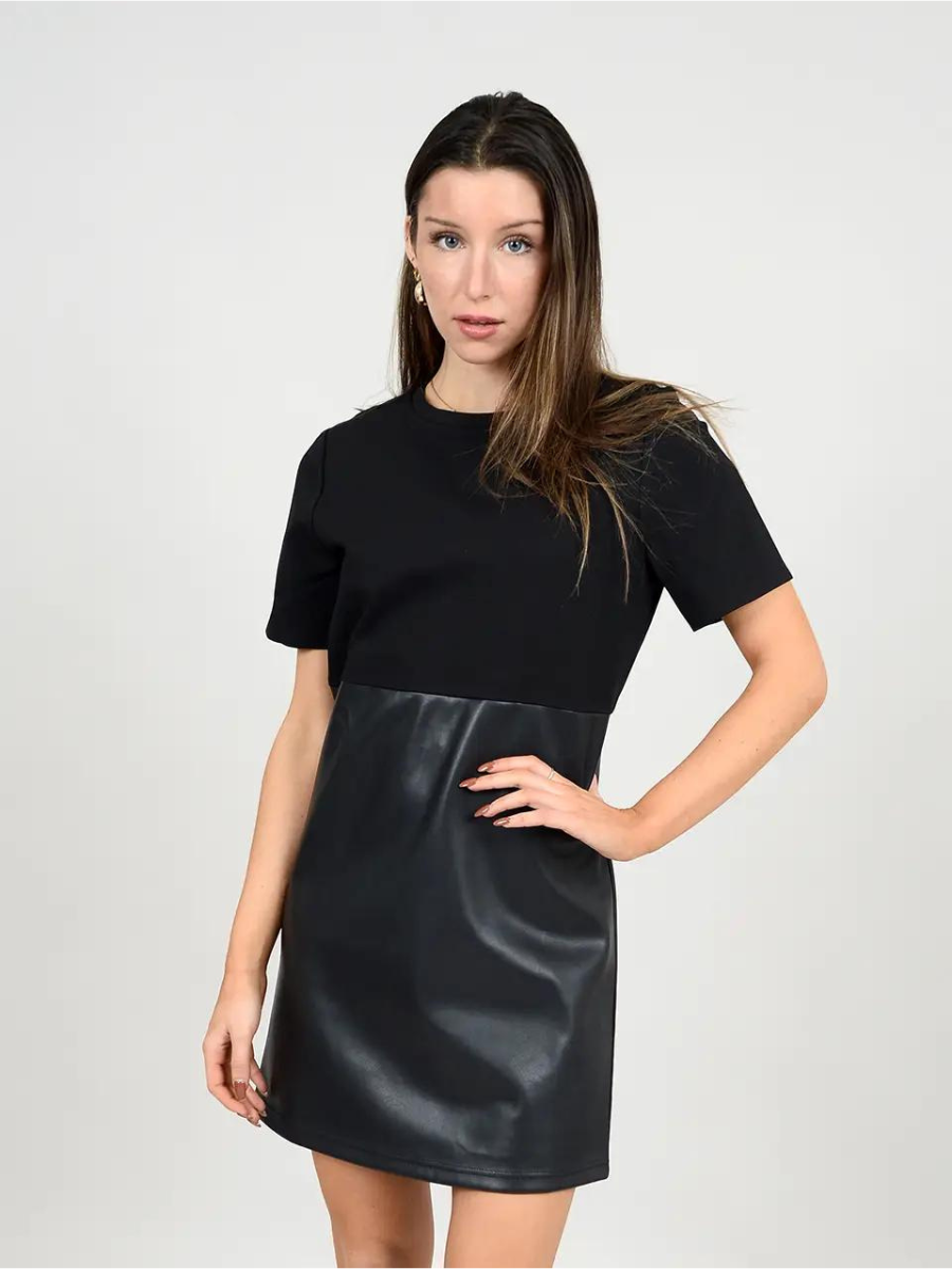 RD Style 'Mackenzie Combination' Faux Leather Dress