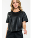 THML 'All Leather Fan' Faux Leather Top