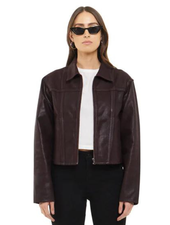 Articles of Society 'Debbie' Racer Jacket in Esspresso Laquer