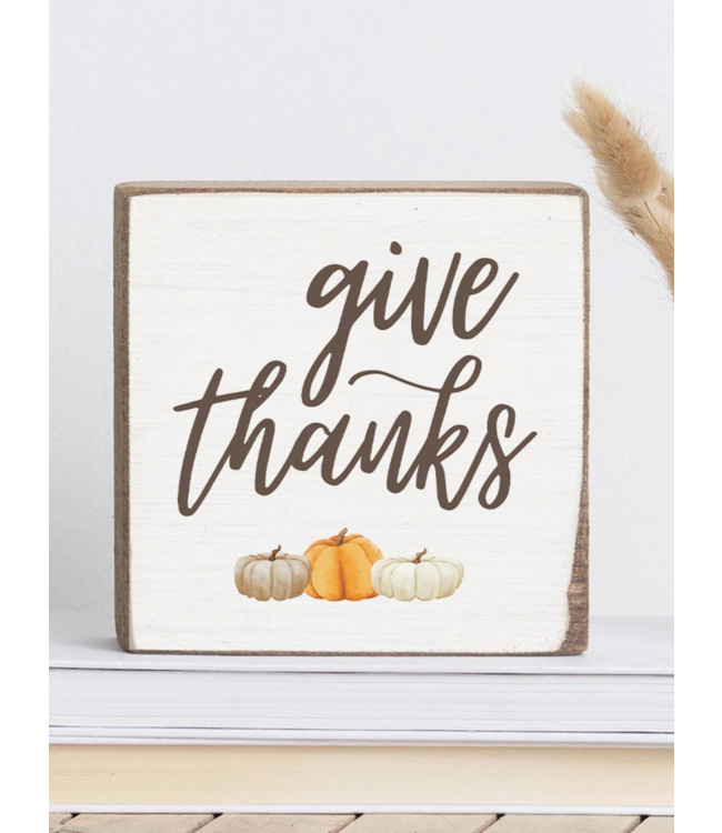 Rustic Marlin Decorative Wooden Block | Give Thanks **FINAL SALE**