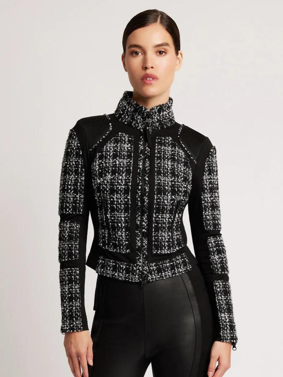 Blanc Noir Boucle Moto Mesh Jacket