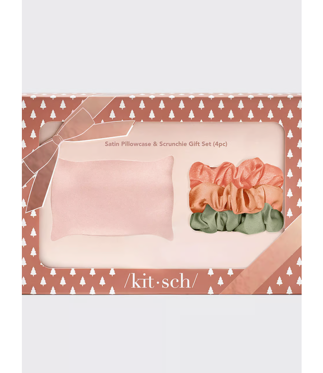 Kitsch Holiday Satin Pillowcace & Scrunchie 4 pc Gift Set