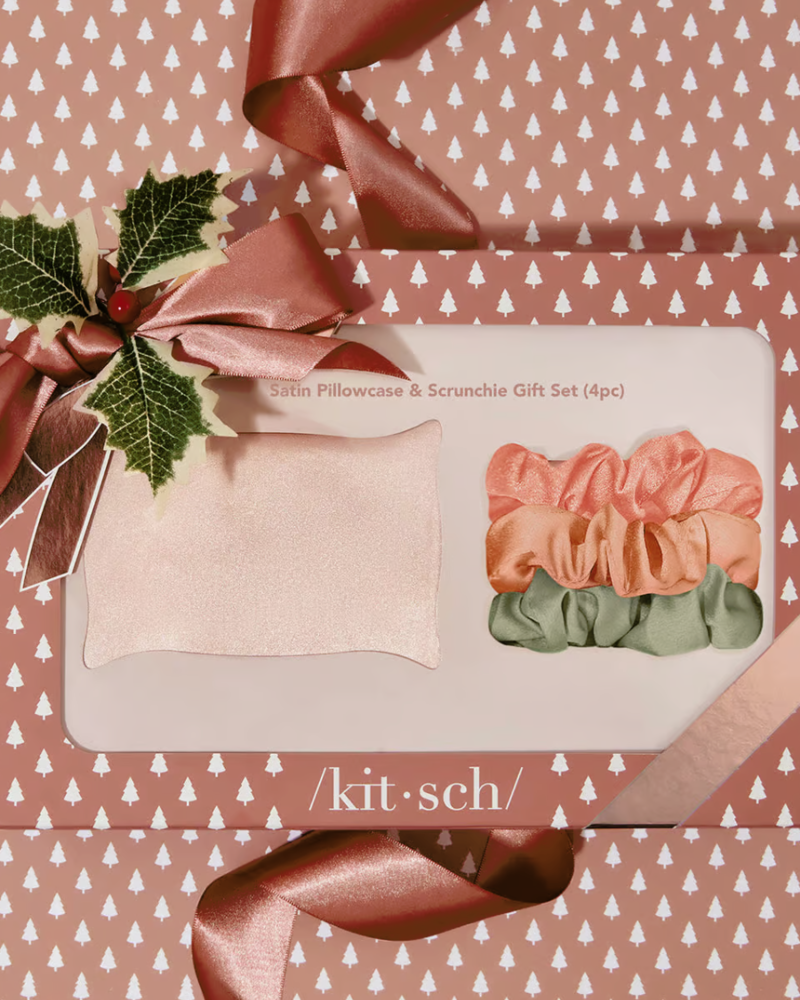 KITSCH Kitsch Holiday Satin Pillowcace & Scrunchie 4 pc Gift Set