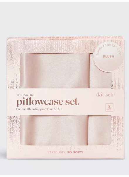 KITSCH Holiday Satin Pillowcace 2 pc Set | Blush