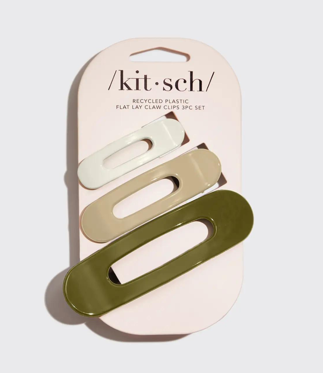 Kitsch Flat Lay Claw Clips 3 Pc Set | Ultra Glossy Eucalyptus