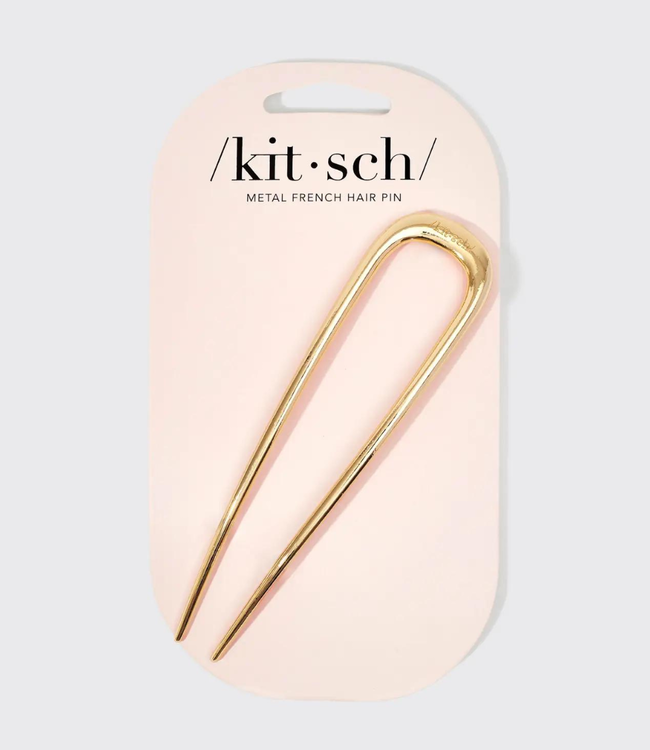 Kitsch Metal French Hair Pin - Gold