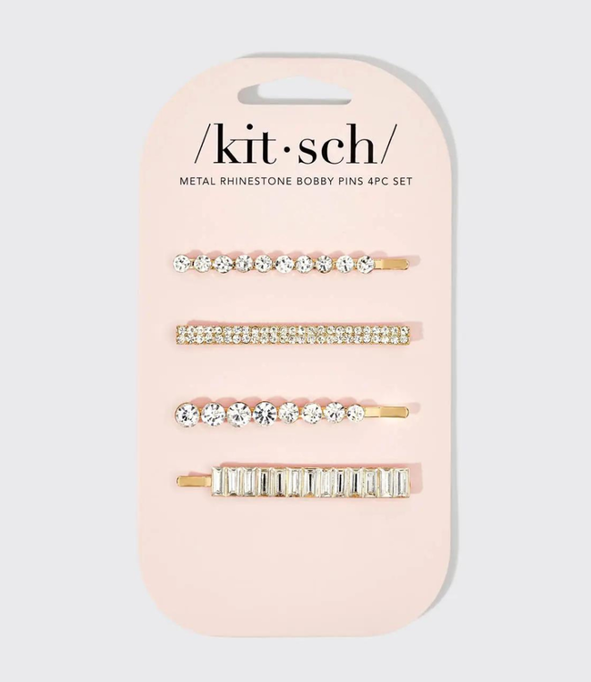 Kitsch Metal Rhinestone Assorted Bobby Pins - 4 Pack