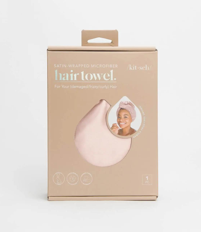 Kitsch Satin-Wrapped Hair Towel | Blush **FINAL SALE**