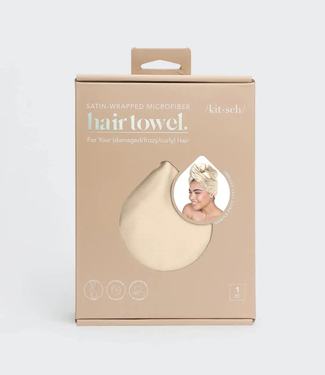 KITSCH Satin-Wrapped Hair Towel | Champagne **FINAL SALE**