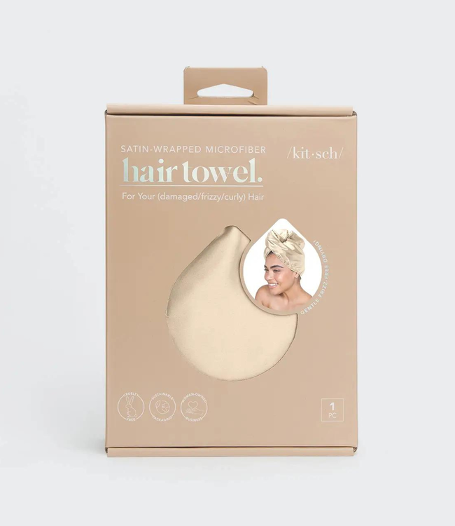Kitsch Satin-Wrapped Hair Towel | Champagne **FINAL SALE**