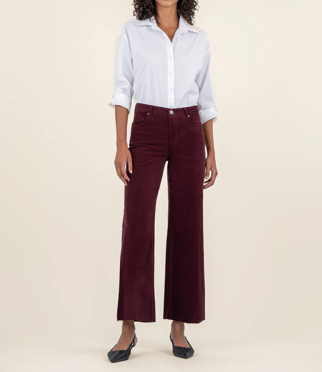 Kut from the Kloth 'Meg' High Rise Wide Leg Raw Hem in Dark Plum **FINAL SALE**