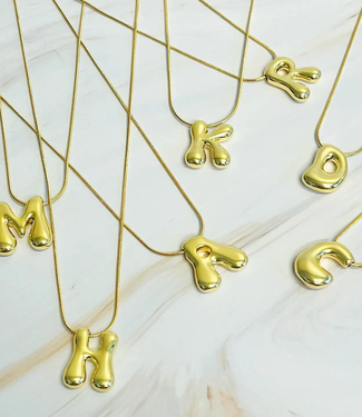 E+Y Bubble Letter Initial Necklace (More Colors)