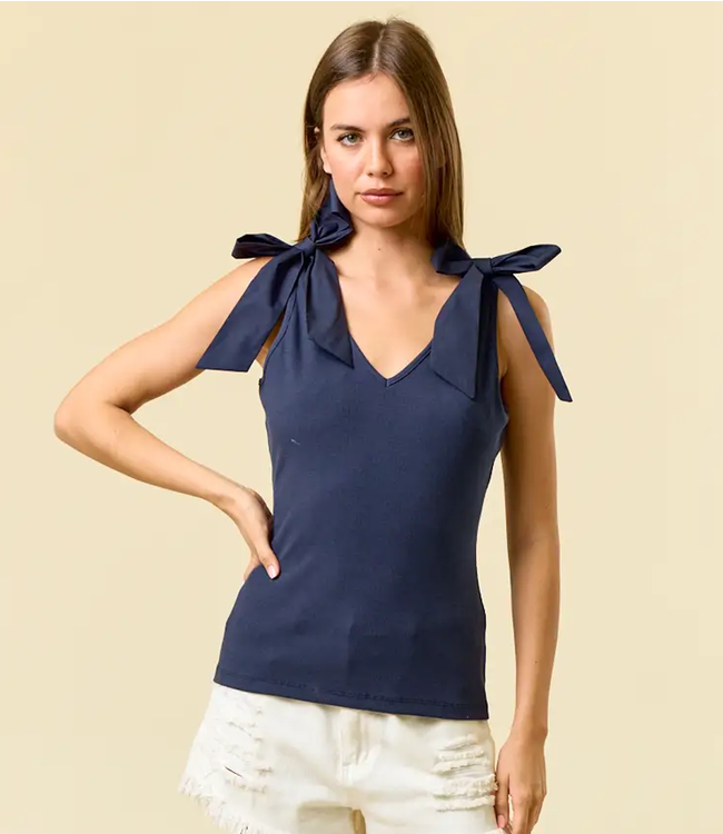 Doe & Rae Navy 'Lil Bow Peep' Tank