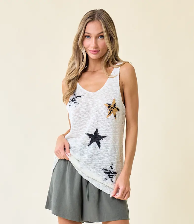 Doe & Rae White 'Star Gazer' Sweater Tank