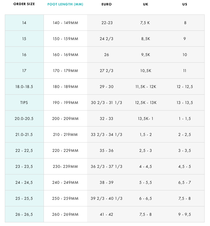 salomon ski boots size guide