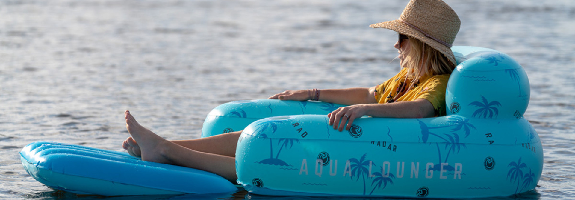 Aqua Lounger Floatie-Blue Palms