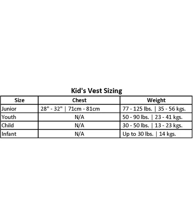HO Boys Youth Pursuit Vest (55-88lbs)