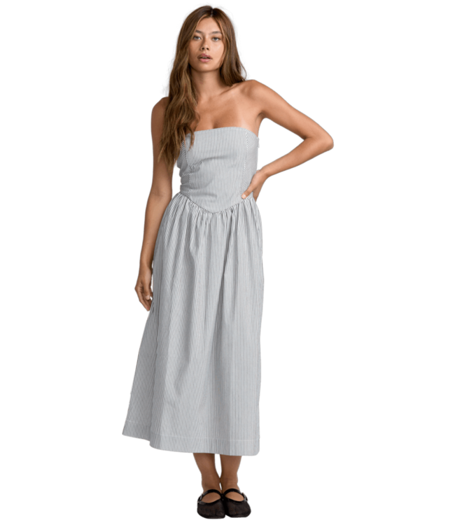 RVCA FLORENCE DROP WAIST MIDI DRESS